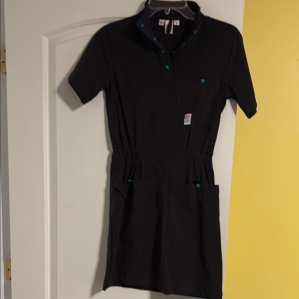 Topo Designs Black Dress with Teal Accents